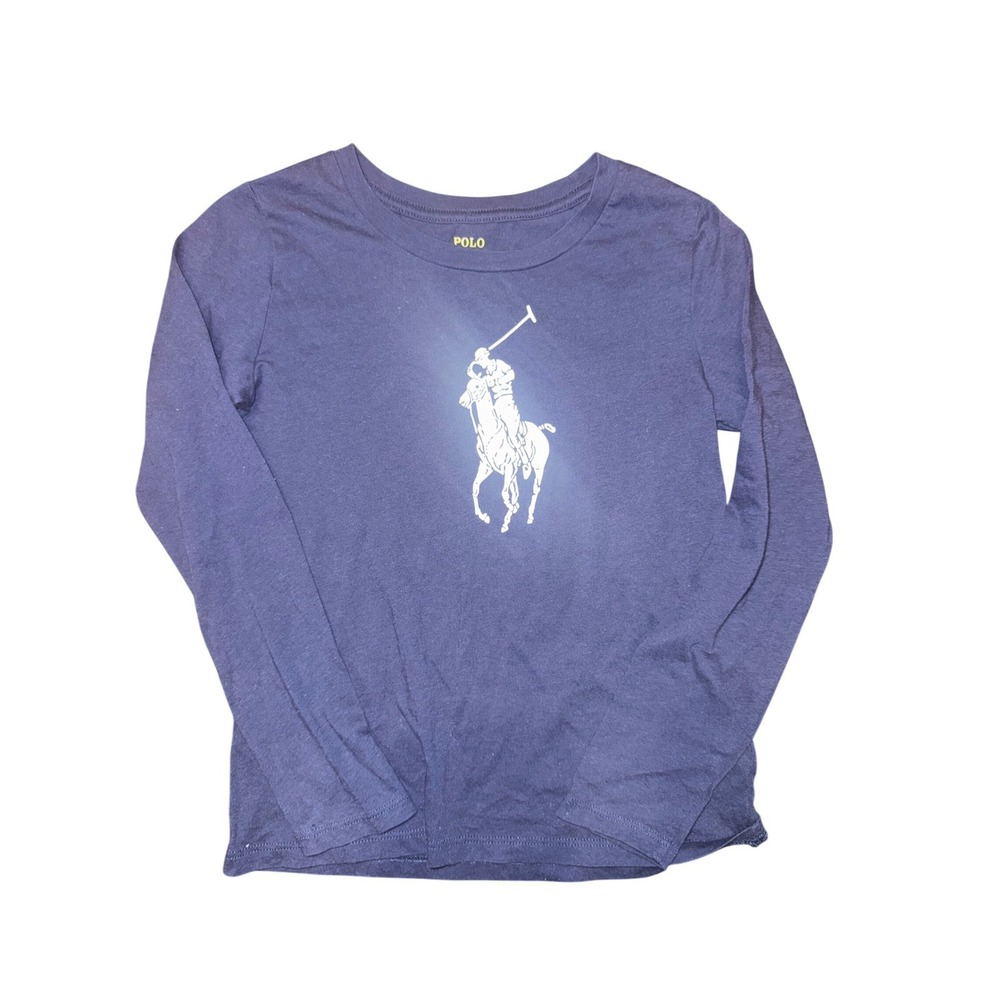 Polo Ralph Lauren Kids Navy Blue Big Pony Long Sleeve Graphic TShirt Size 6X
